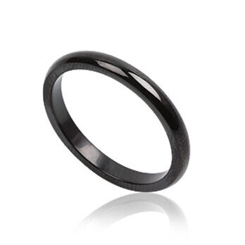 SHM0811, Fingerring aus Edelstahl, poliert, schwarz, 3mm