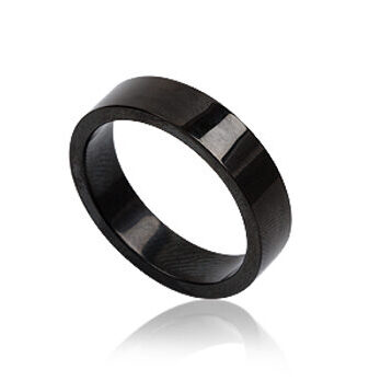 SHM0815, Fingerring aus Edelstahl, poliert, schwarz, 6mm